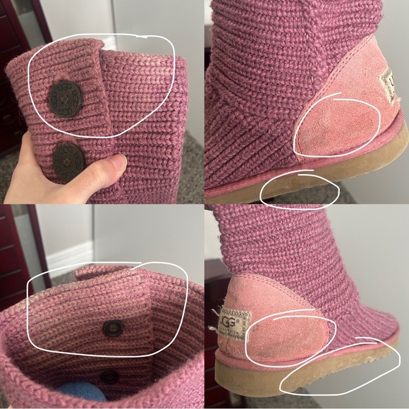 Y2K “UGG Australia” Pink Knitted Classic Cardy Button-up Boots - Picture 6 of 8